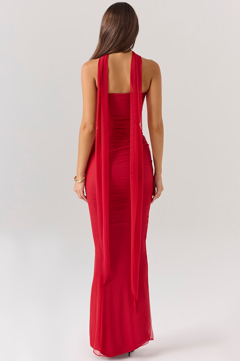 Red Strapless Bodycon Two Piece Set