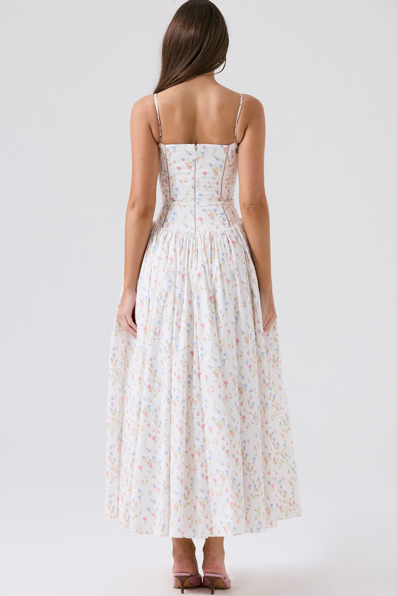 White Floral Midi Dress