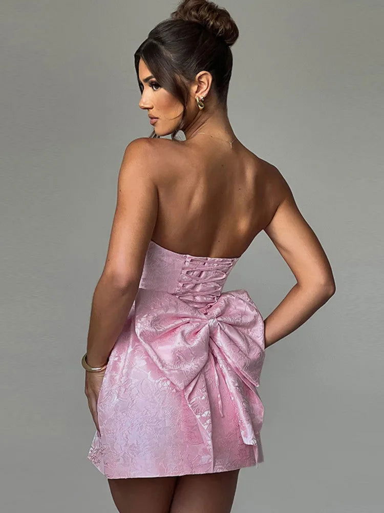 Backless Bow Mini Dress