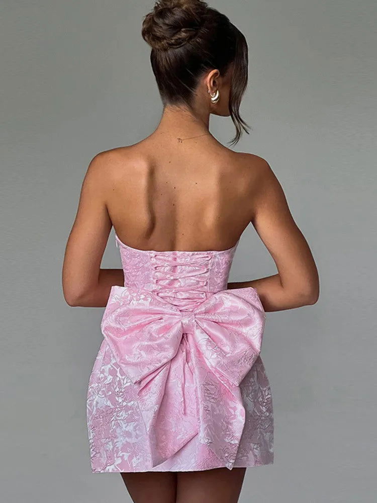 Backless Bow Mini Dress