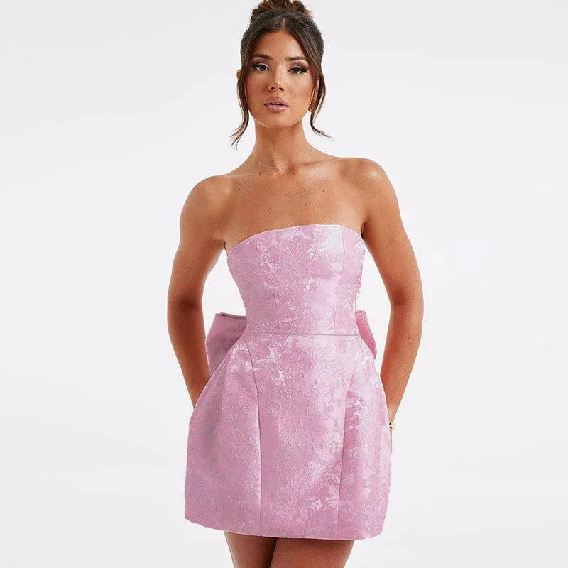 Backless Bow Mini Dress