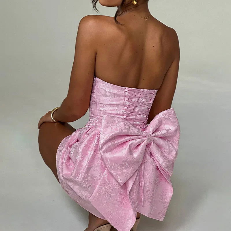 Backless Bow Mini Dress