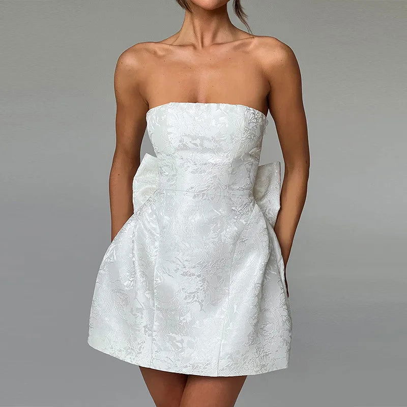 Backless Bow Mini Dress