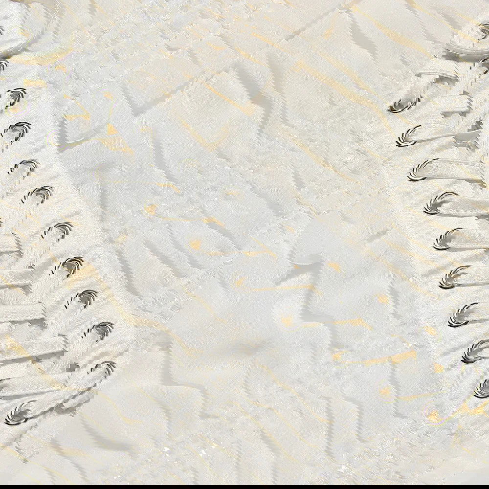 Beige Lace Up Top