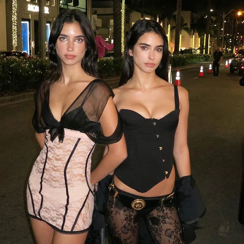 Black Asymmetric Corset Top