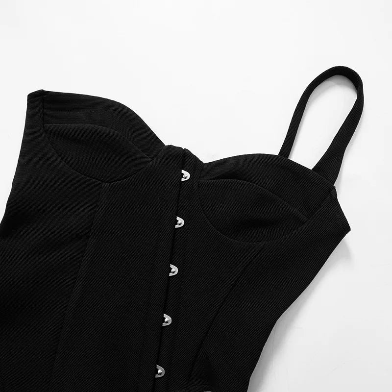Black Asymmetric Corset Top