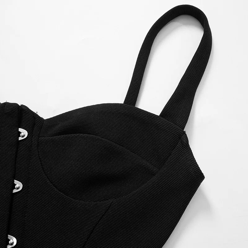 Black Asymmetric Corset Top