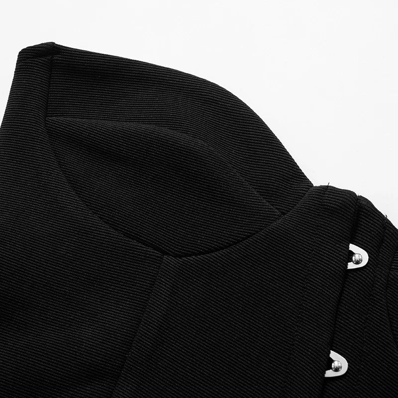 Black Asymmetric Corset Top