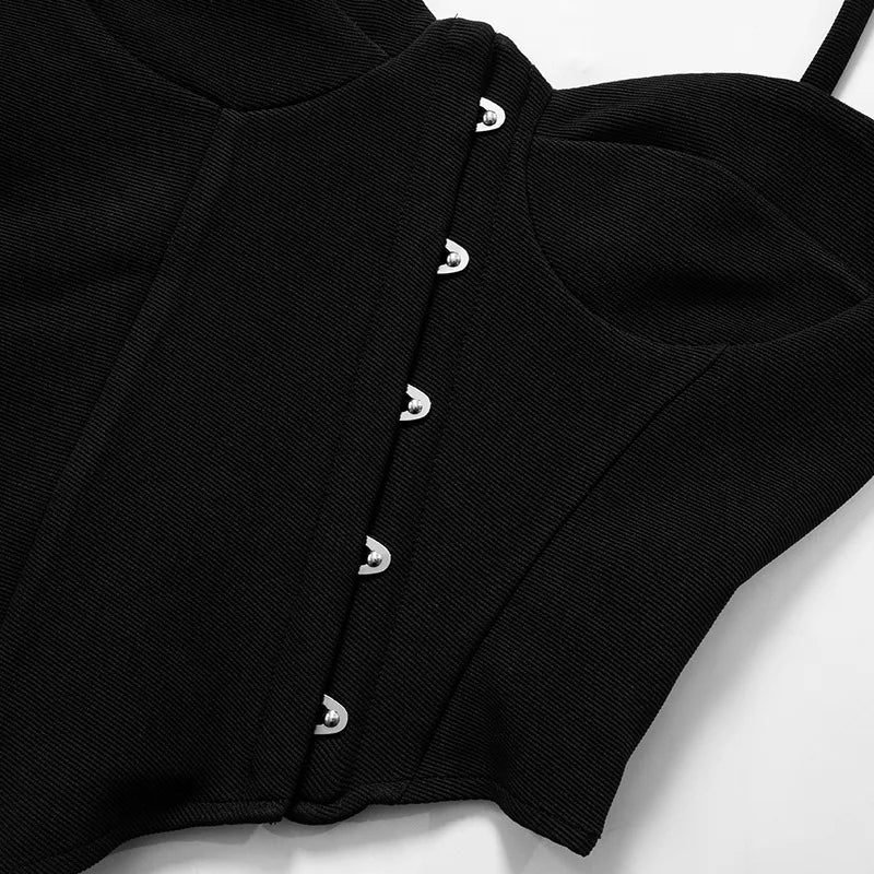 Black Asymmetric Corset Top
