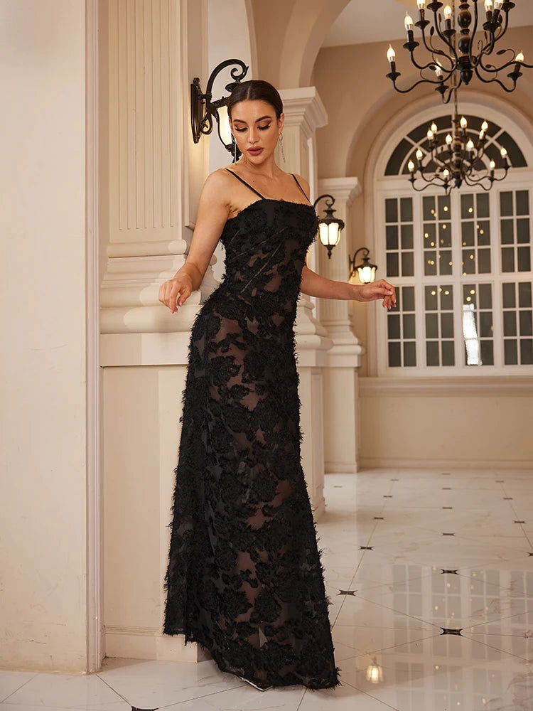 Black Floral Maxi Dress