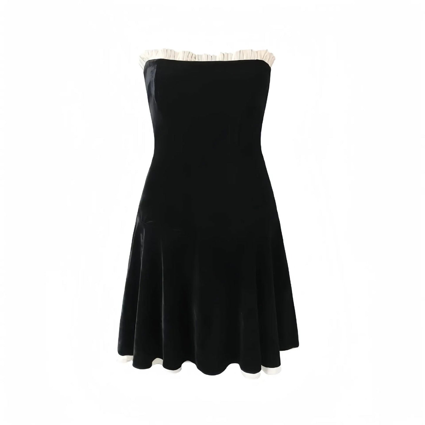 Black Strapless Velvet Mini Dress