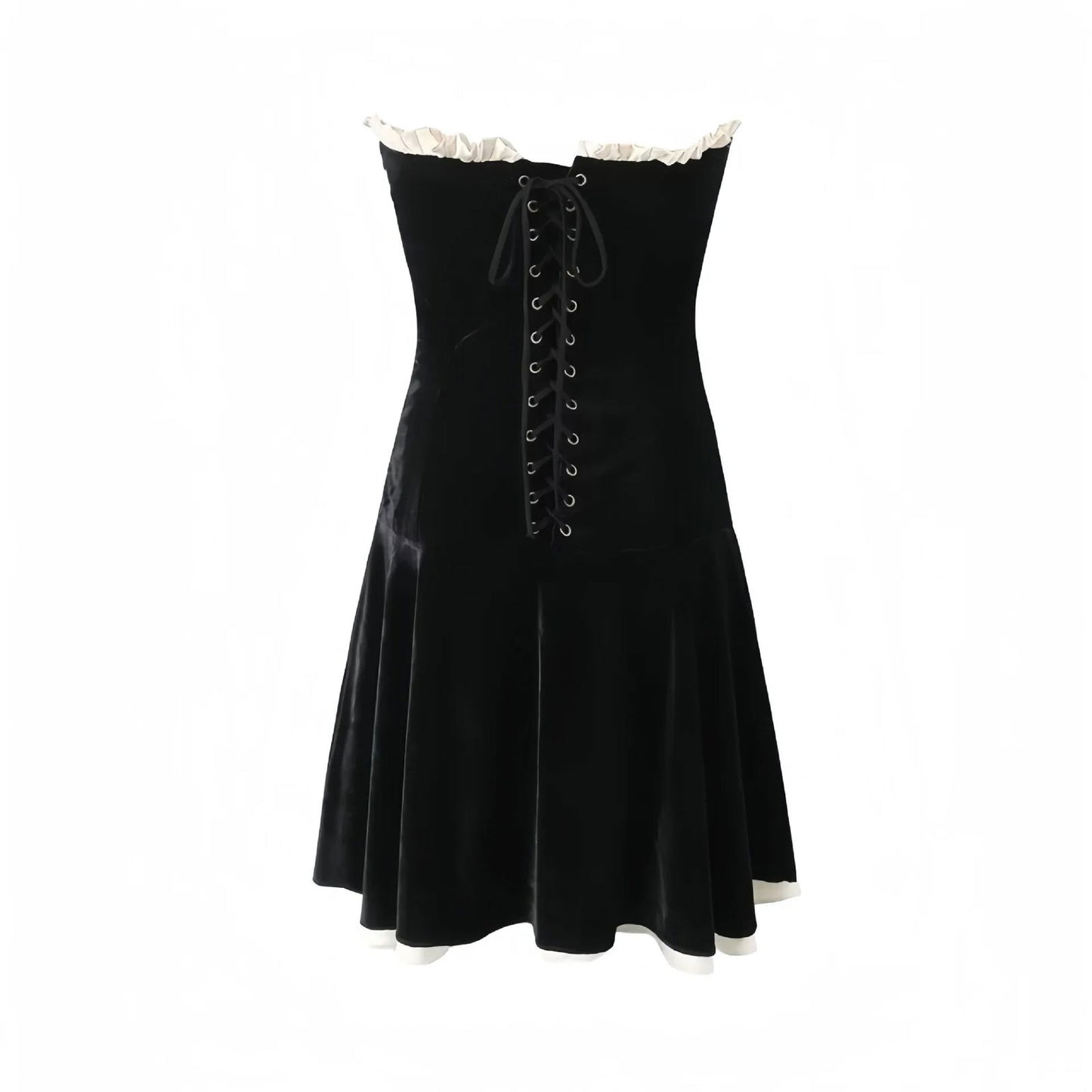 Black Strapless Velvet Mini Dress