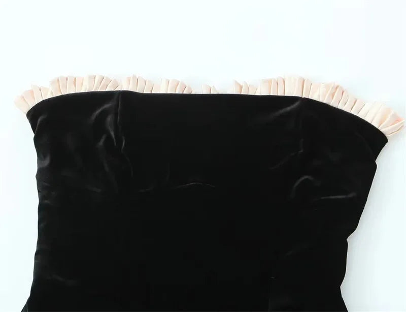 Black Strapless Velvet Mini Dress