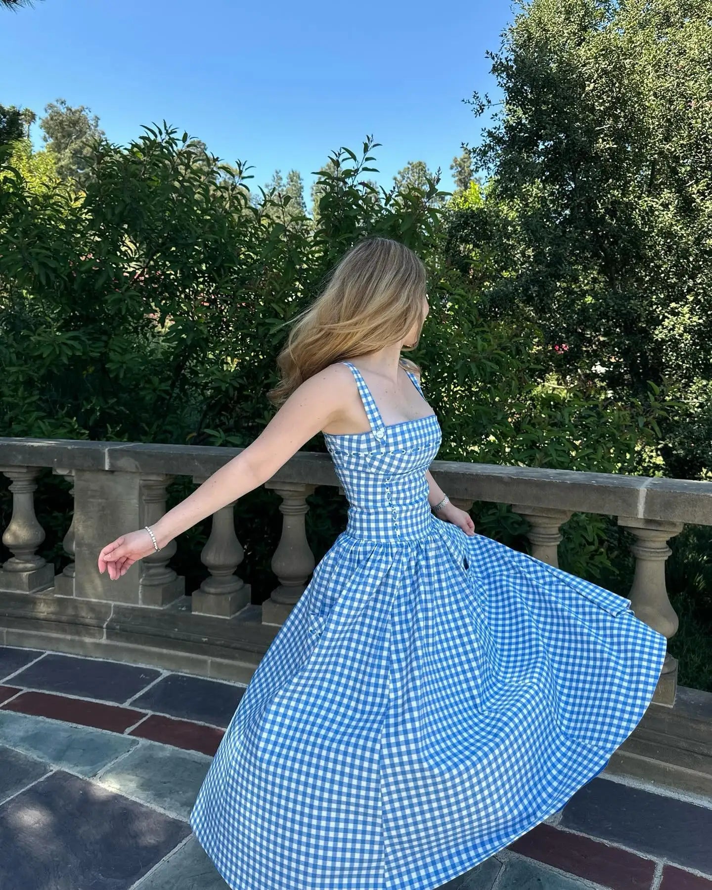 Blue Plaid Midi Dress