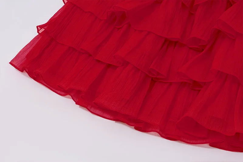 Bow Strapless Top and Ruffle Skirt Two Piece Set