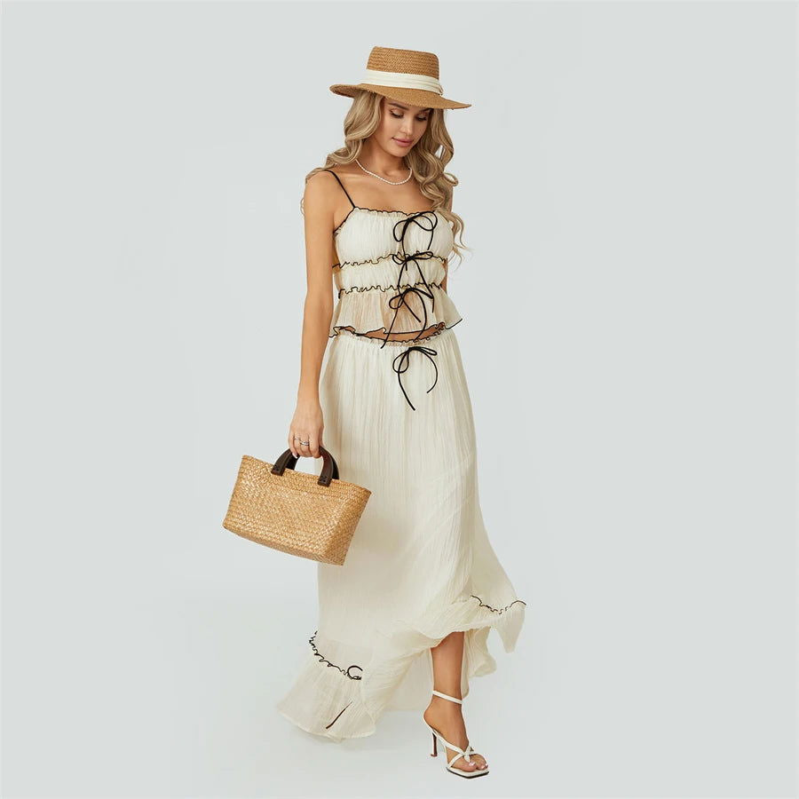 Cami and Ruffled Maxi Skirt Two Piece Set