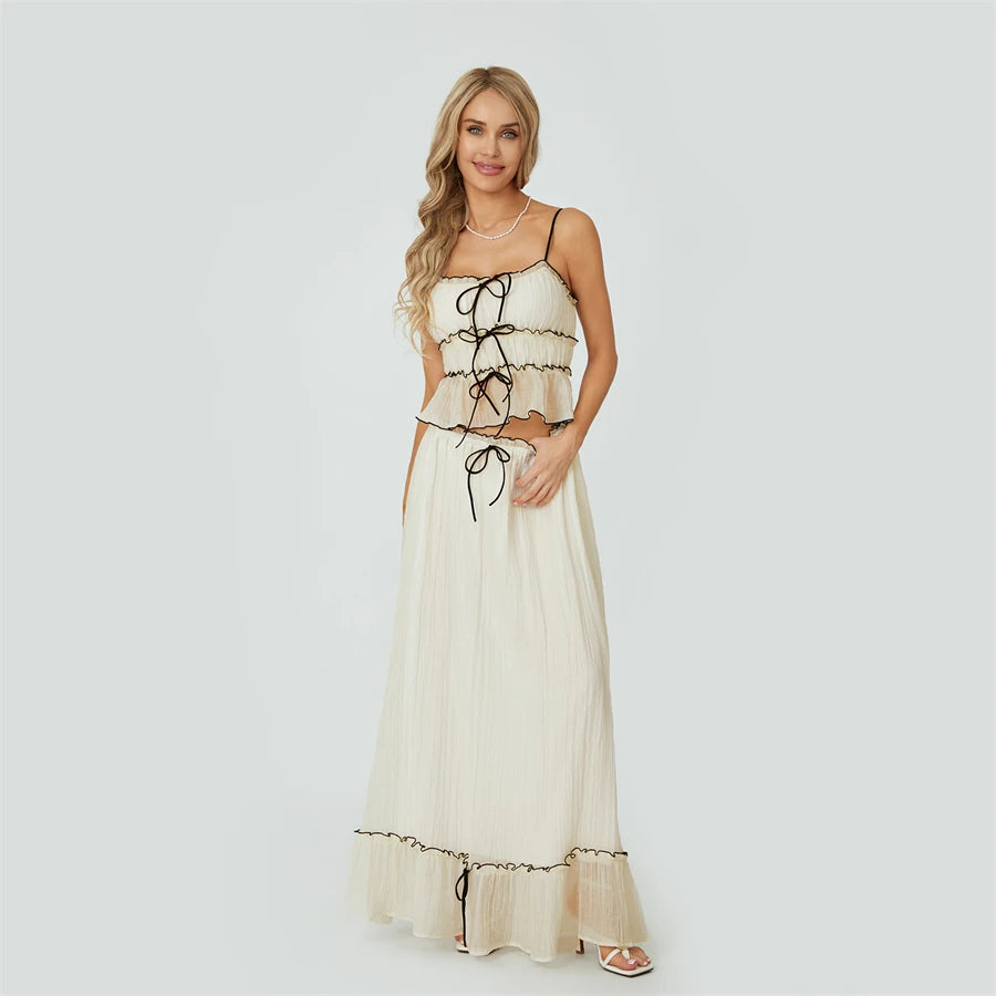 Cami and Ruffled Maxi Skirt Two Piece Set