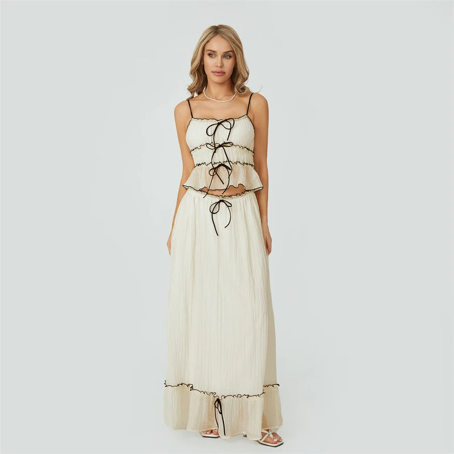 Cami and Ruffled Maxi Skirt Two Piece Set