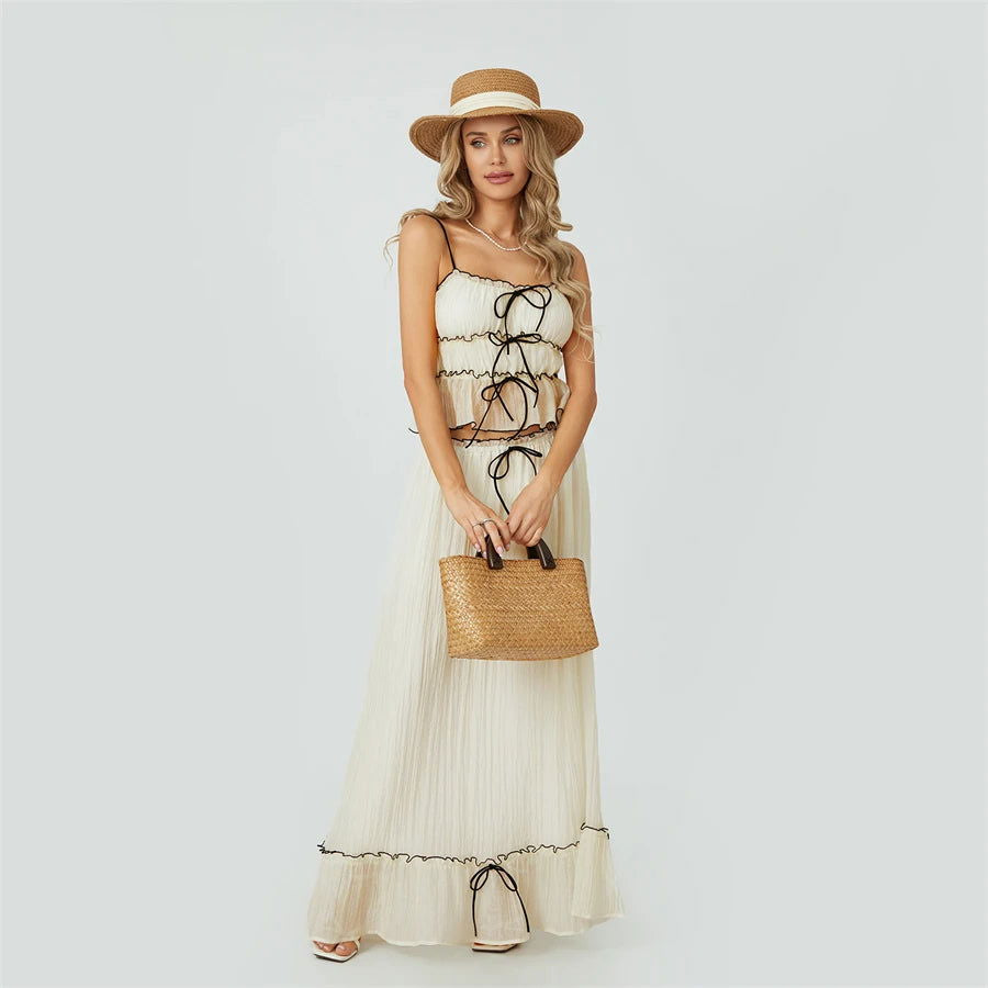 Cami and Ruffled Maxi Skirt Two Piece Set