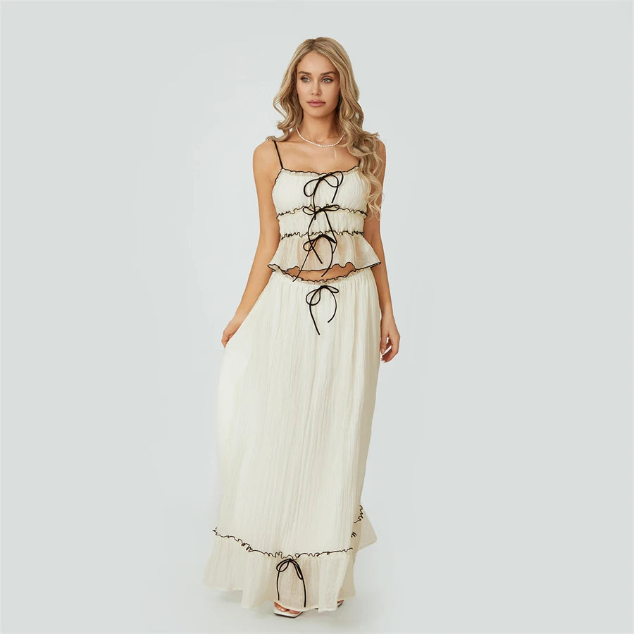 Cami and Ruffled Maxi Skirt Two Piece Set