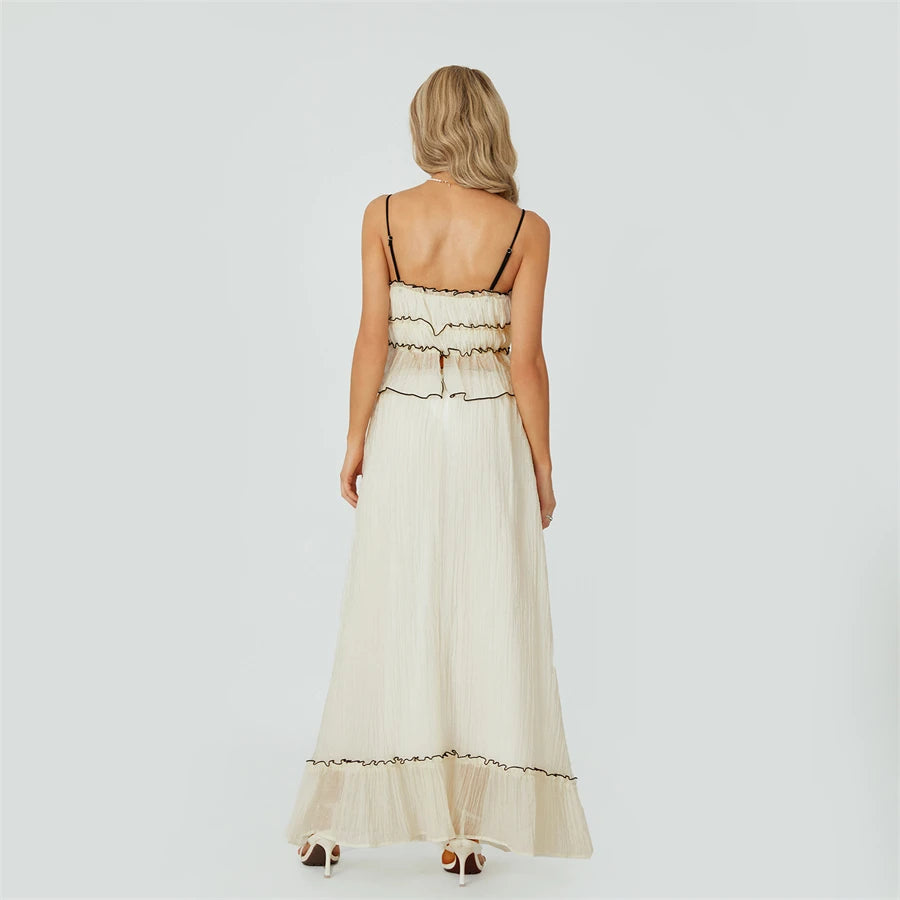 Cami and Ruffled Maxi Skirt Two Piece Set