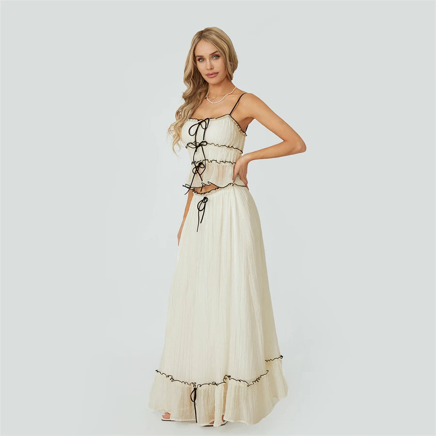 Cami and Ruffled Maxi Skirt Two Piece Set