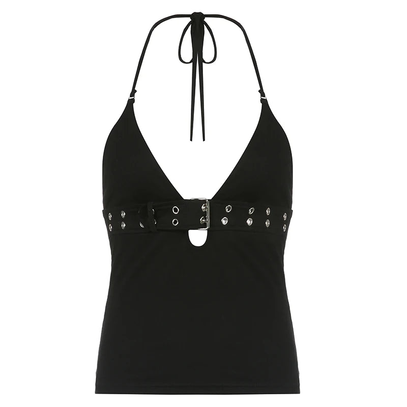 Buckle Halter Top Backless Camisole Slim