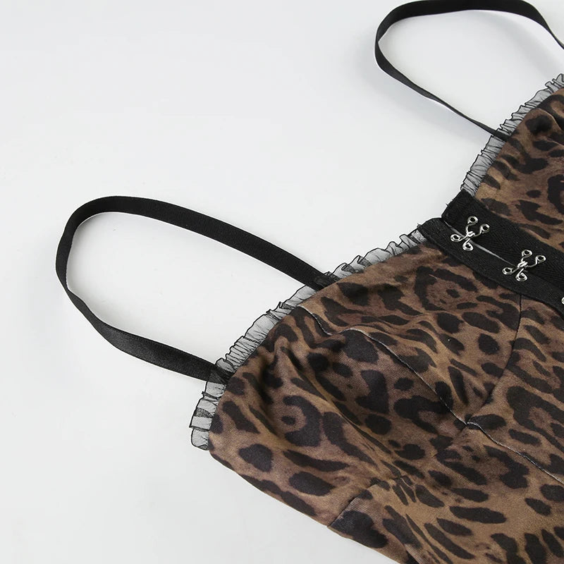 Leopard Sleeveless Botton Top