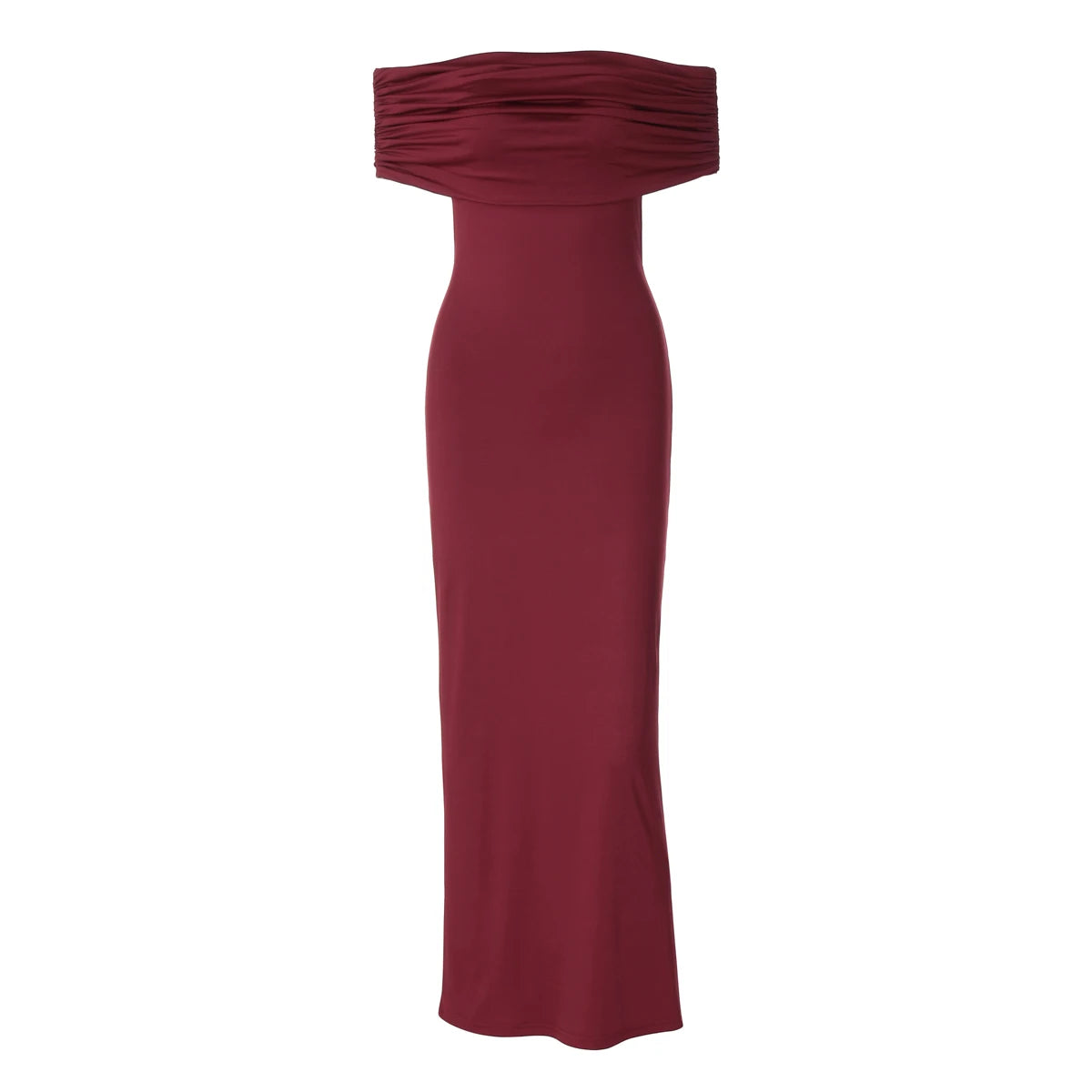Slash Neck Sleeveless Backless Ruched Bodycon Maxi Dress