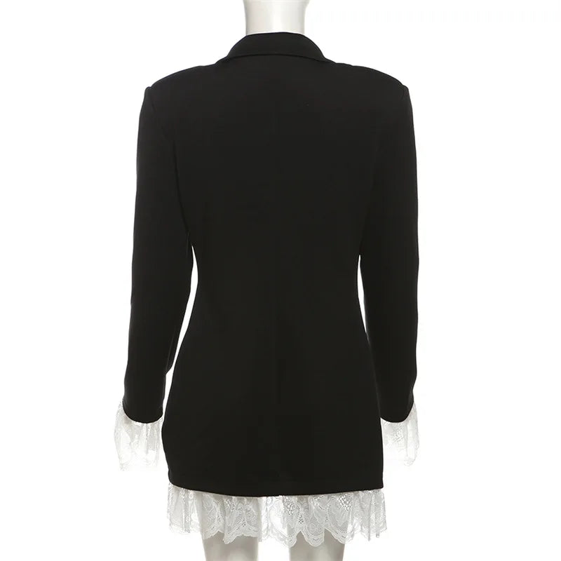 Deep V Neck Lace Bodysuits For Contrast Color Long Ruffled Sleeve Slim Fit Body Top Wear Hot