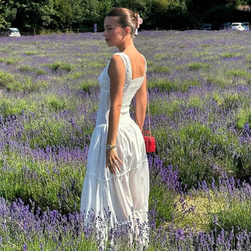 White Slim Sleeveless Maxi Dress