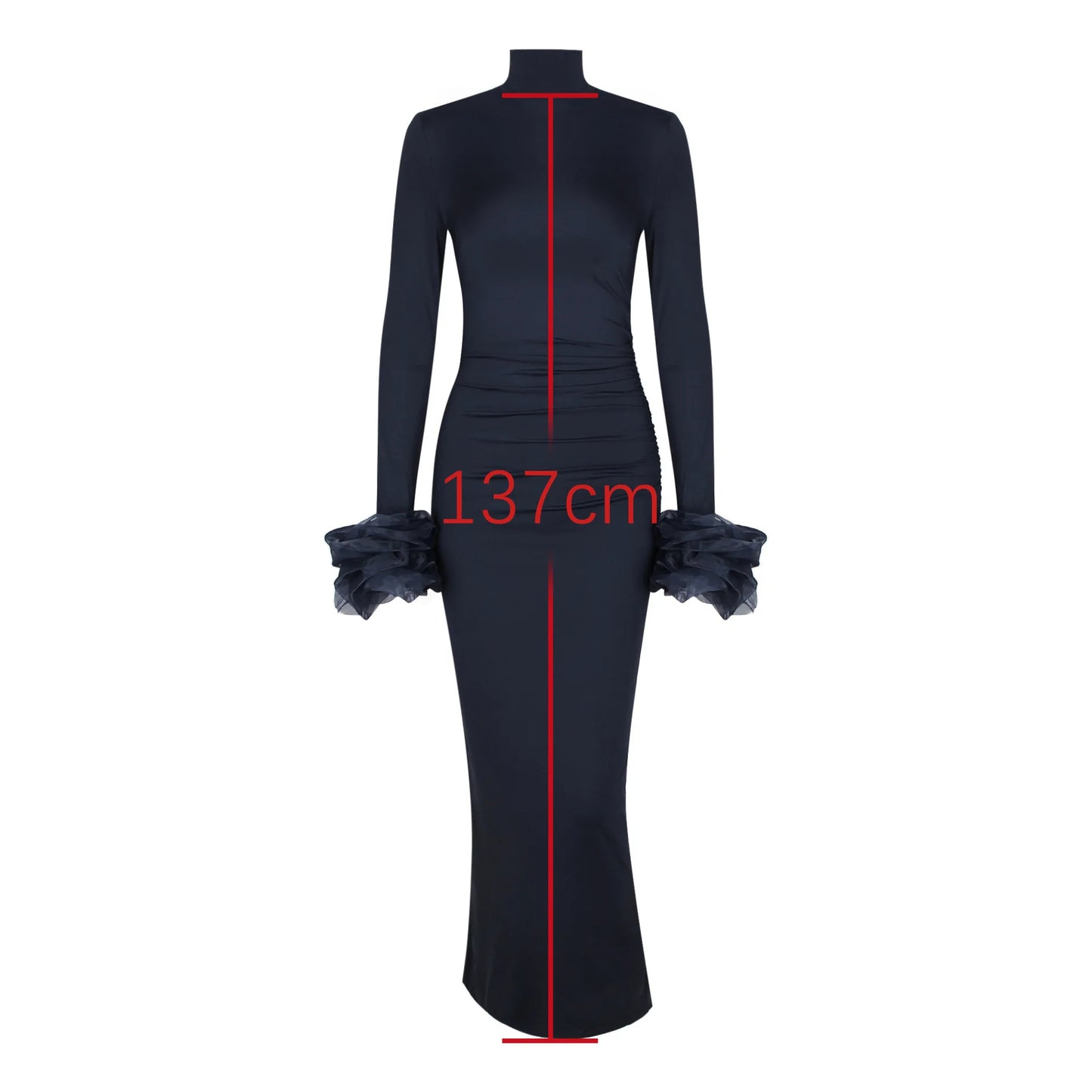 Long Sleeve Dresses Flare Sleeve Long One-piece Dress Gown Stretchy Cocktail Dress