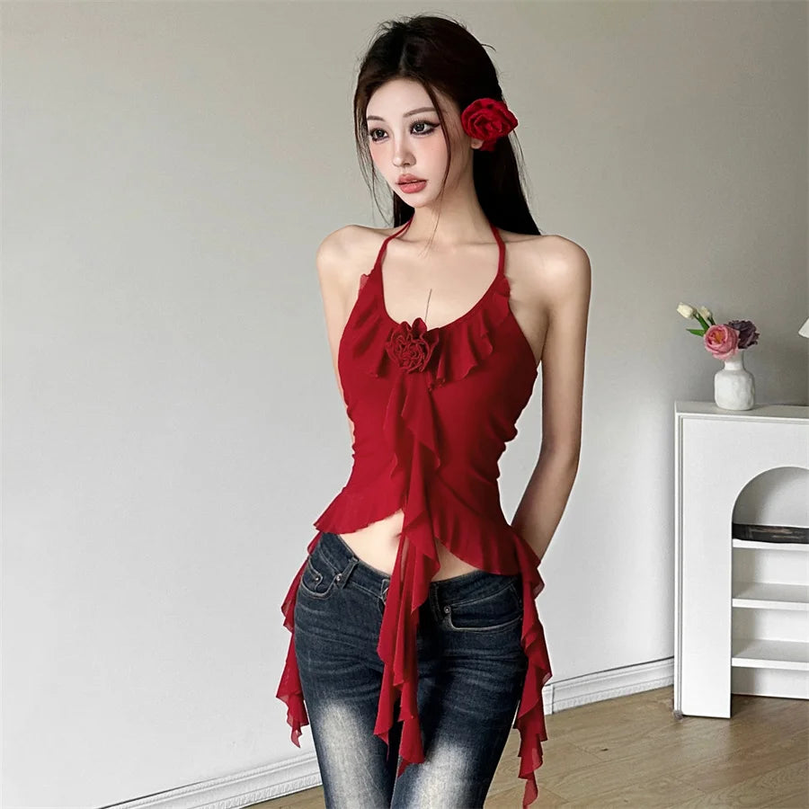 Hip-hop Cute All-match able Thin Backless Halter Vest