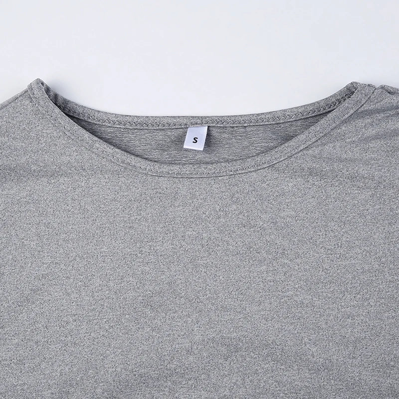 Crewneck Tee Shirts Long Sleevs Fahion Slim All-match Top