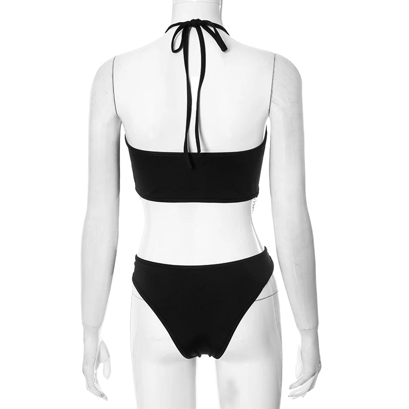 Black Strapless Hollow Out Backlessss Bodysuit