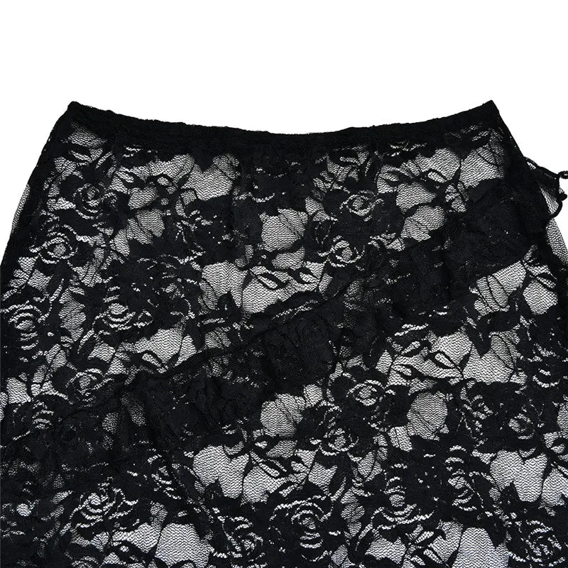 Floral See Through Lace Maxi Skirt