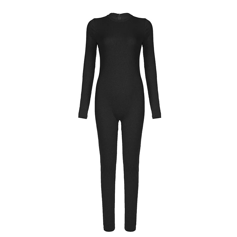 Joggers Jumpsuits Long Sleeves Overalls Zipper Slim Bodycon