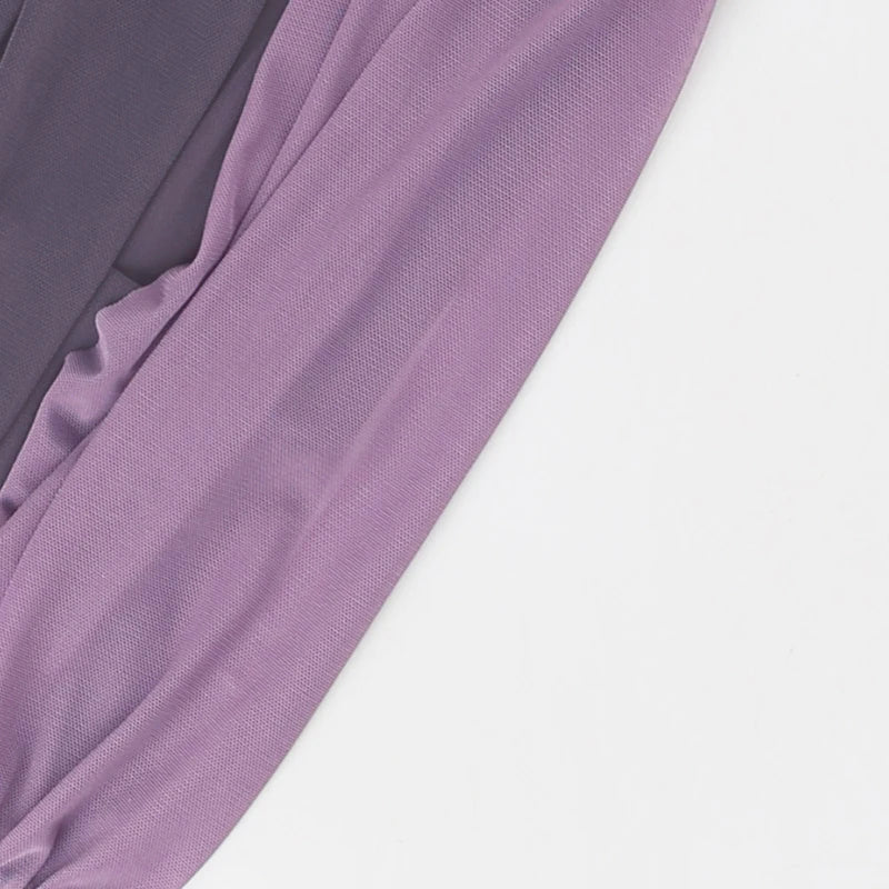 Patchwork Asymmetry Slim Tee Shirts Long Sleeves V-neck 's