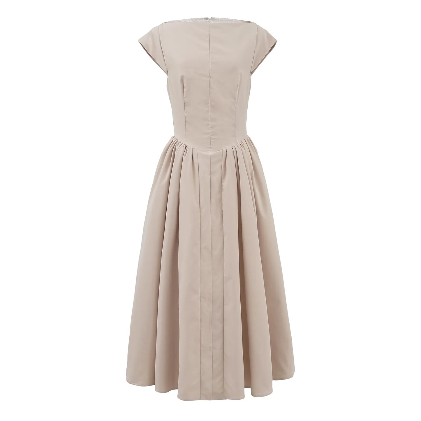 French Backless Sleeveless Pleated Slim Fit Vest Dress for