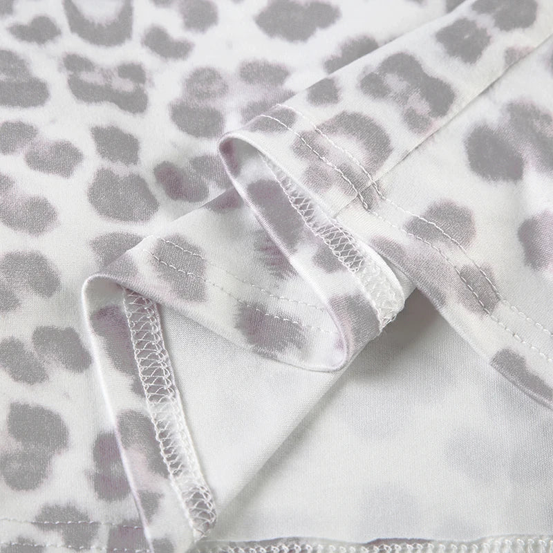 Lace Patchwork Leopard Print T-shirt Long Sleeves s Top