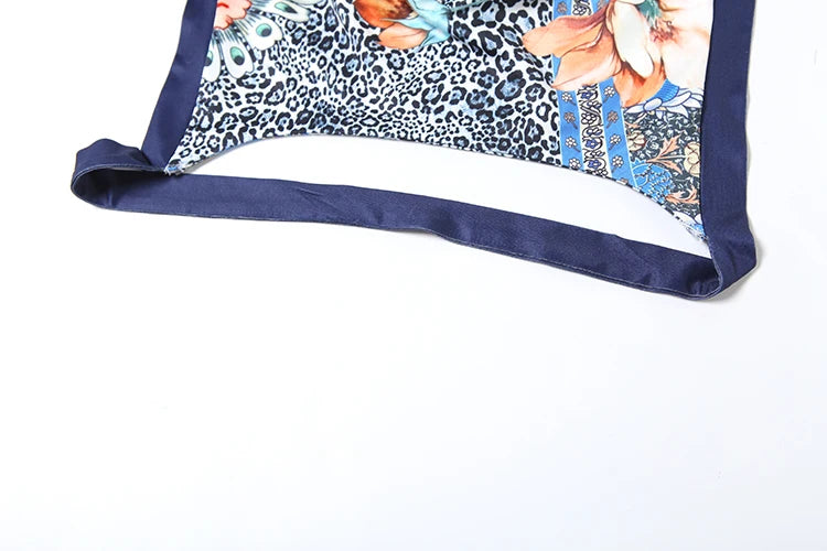 Colorful Print Two Piece Set Tracksuit Backless Camisole Shorts Matching Street Stretch Activity