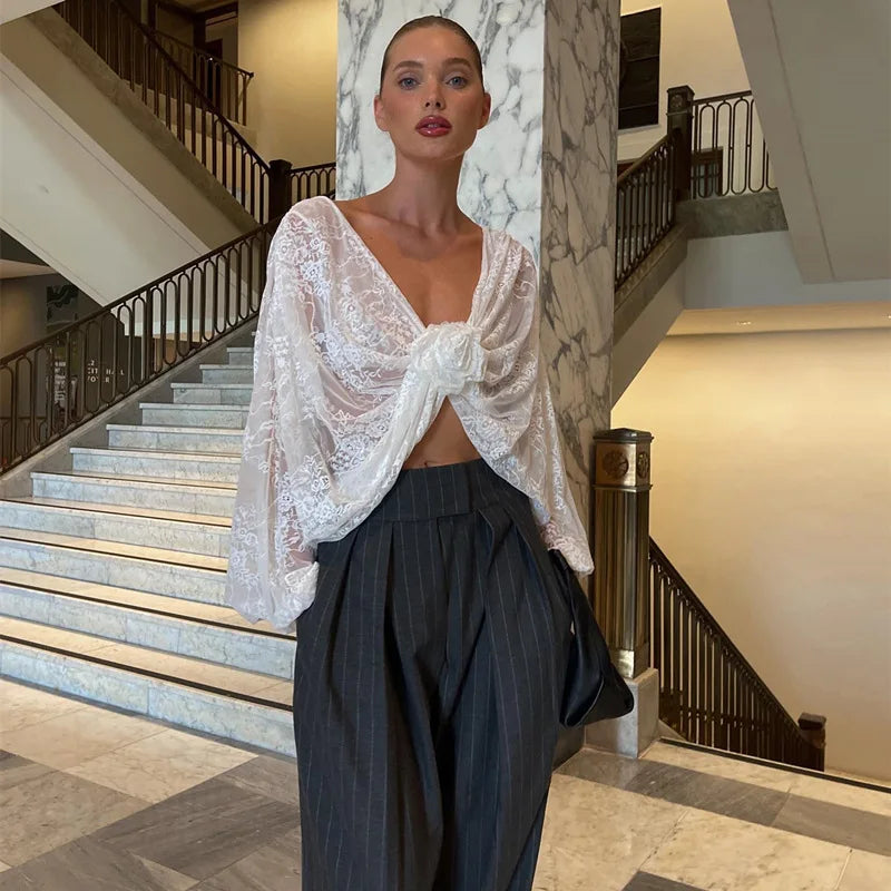 White Floral Lace Top