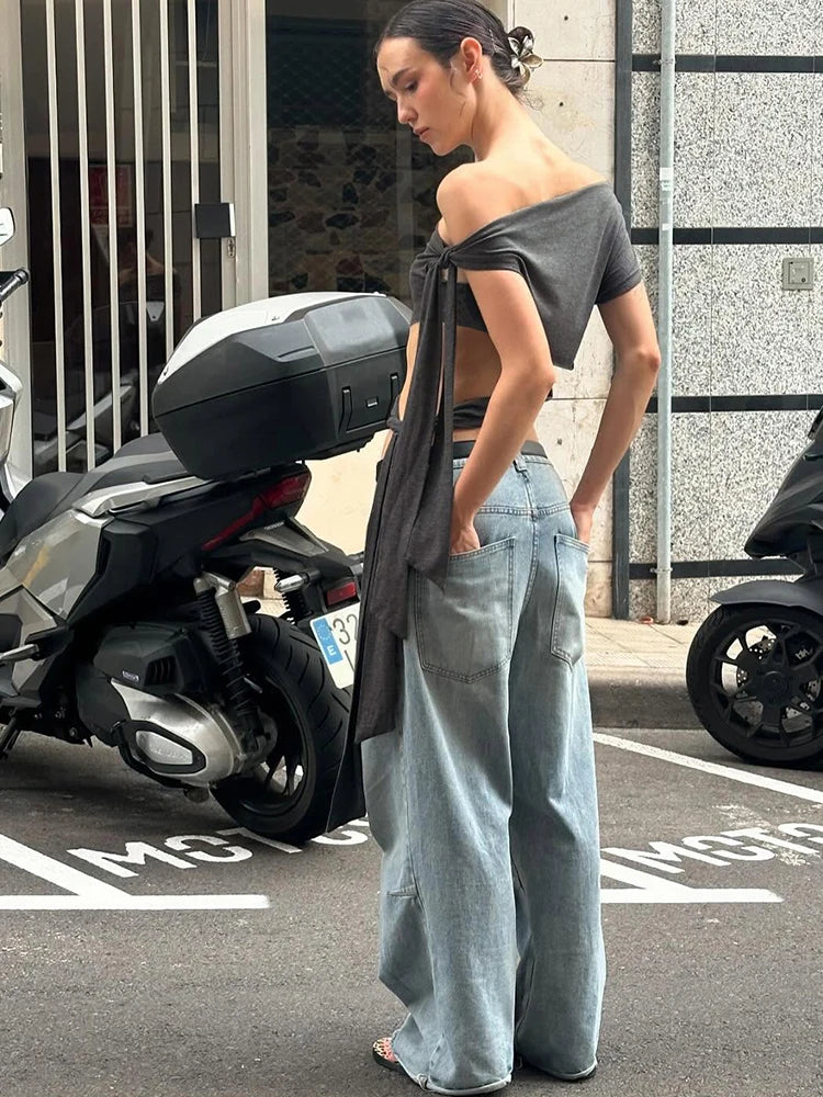 Grey Knit Slim Top