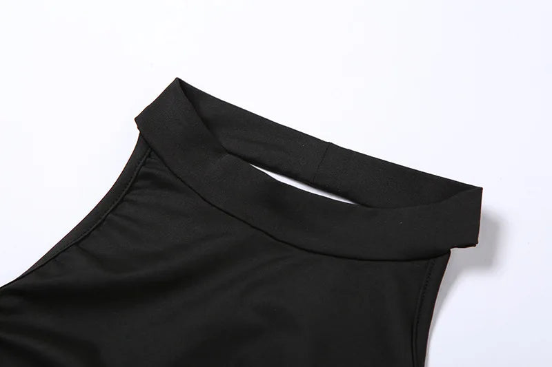 Black Backless Sleeveless Halter Maxi Dress