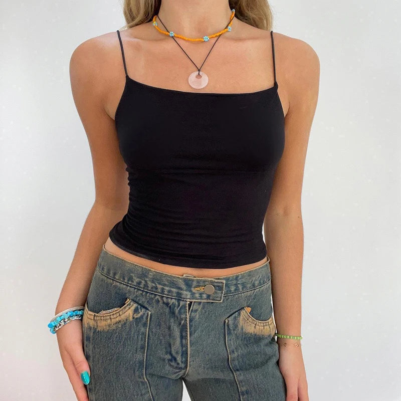 Backless Camis Sleeveless Slim Pullovers Square Collar ing