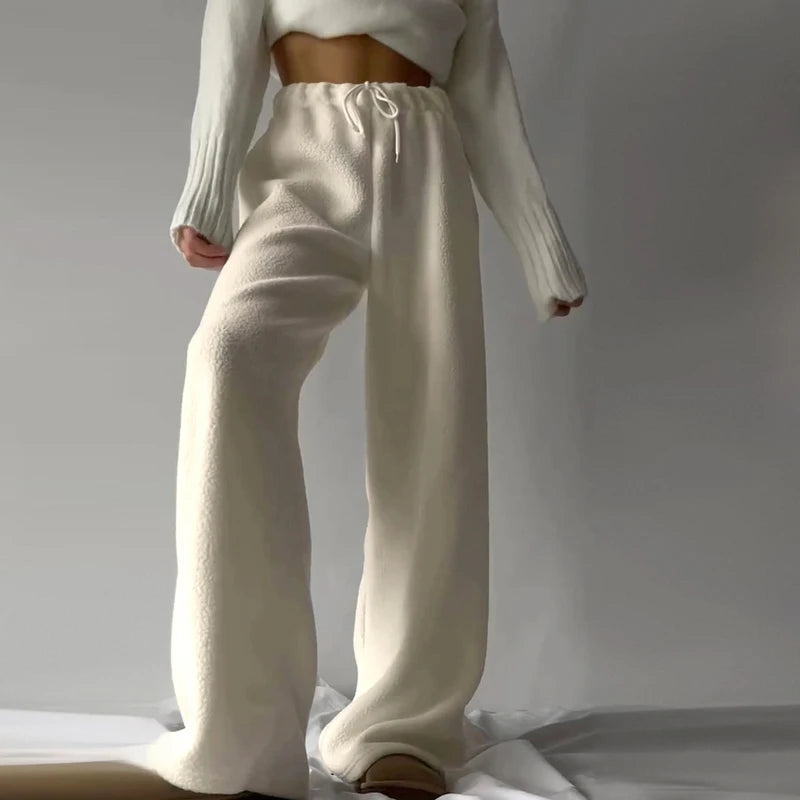 's Thermal Lined Pants Comfy Trousers Fall Drawstring Bottoms Daily