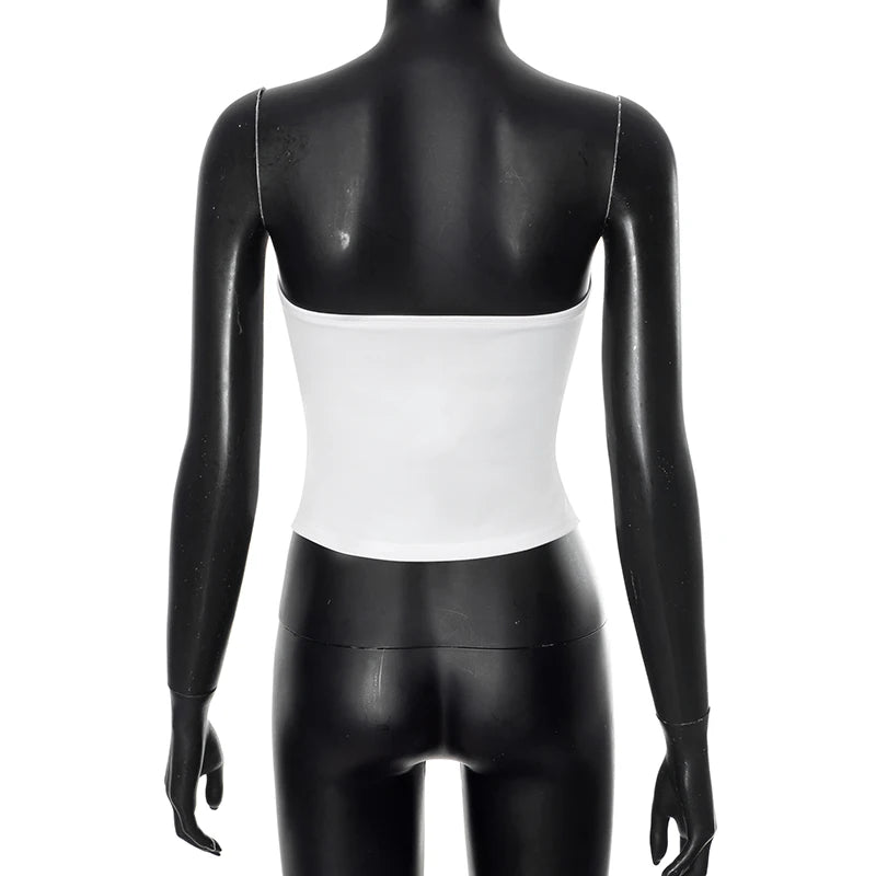 White Bustier Slim Bow Tank Top
