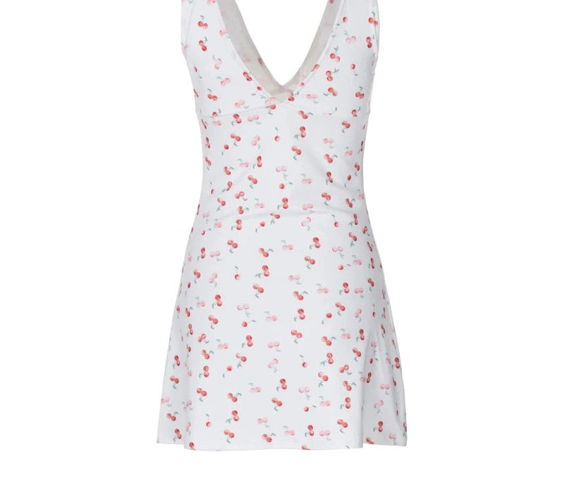 Cherry Straps Backless Draped Bodycon Mini Dress