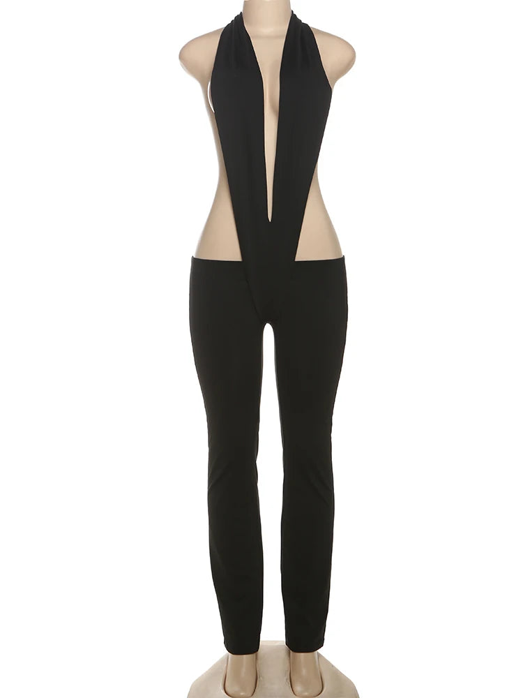 Irregular Hollow Halter Dressp V- Stretch