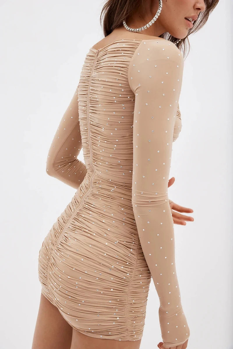 Glitter Hollow Out Ruched Mini Dress